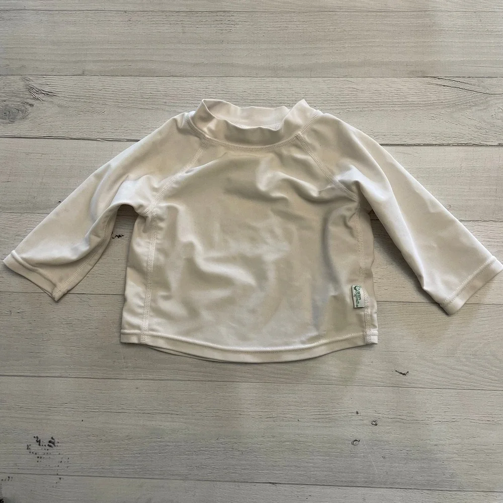 Green Sprouts baby white rash‎ guard 6 months
